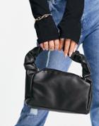 Ego X Maura Shoulder Bag With Ruched Handle And Chain In Black