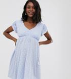 Asos Design Maternity Exclusive Mini Textured Smock Dress In Spot-multi