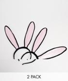 Asos Design Pack Of 2 Headband With Satin Bunny Ears-multi