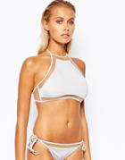 Asos Mix And Match Silver Mesh Insert Halter Bikini Crop Top