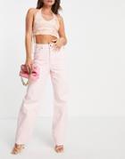 Na-kd High Waisted Straight Leg Jean In Dusty Pink
