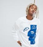 Reclaimed Vintage Inspired Crew Neck Sweat With Art Print - White