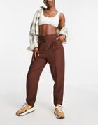 River Island Tailored Pleated Tapered Pants In Tan - Part Of A Set-brown