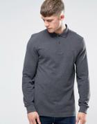 Fred Perry Polo Shirt With Long Sleeves In Graphite Marl - Gray
