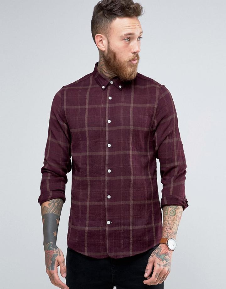 Hoxton Shirt Company Slim Shirt In Check - Red