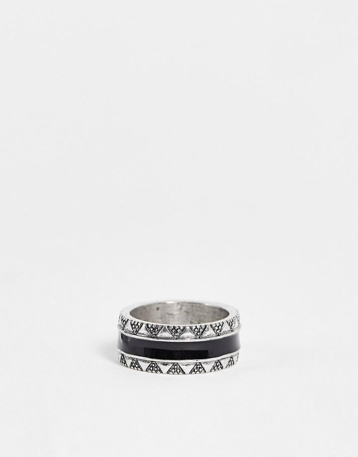 The Status Syndicate Band Ring With Texture In Silver