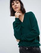 Asos White 100% Cashmere Sweater With V-neck - Green