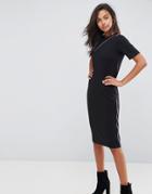 Asos Midi T-shirt Dress With Zip Details-black