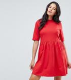 Asos Tall Mini Ultimate Cotton Smock Dress - Red