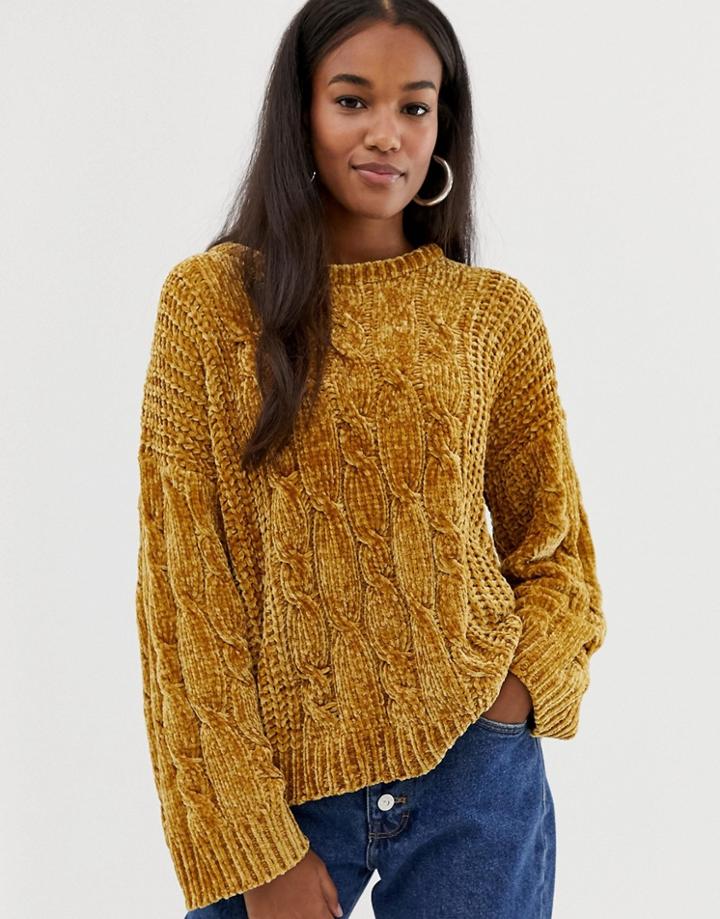 Brave Soul Indo Sweater In Chenille - Yellow