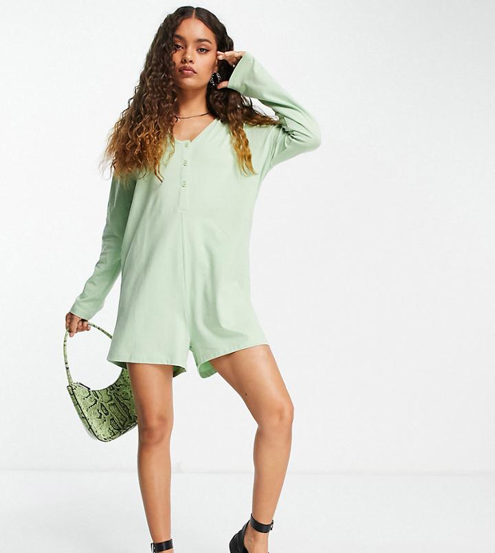 Noisy May Petite Oversized Romper In Mint-green