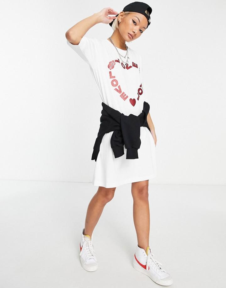 Love Moschino Heart Logo T-shirt Dress In White