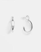 Asos Design Earrings With Hardware Link And Curved Bar Drop In Silver Tone