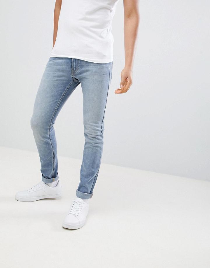 Lee Jeans Luke Skinny Jeans In Worn Out Blue - Blue