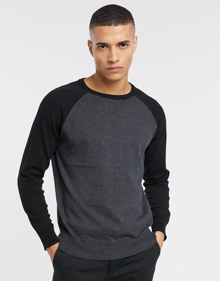 Threadbare Recycled Raglan Sweater In Gray