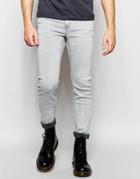 Cheap Monday Jeans Tight Stretch Skinny Fit Neutron Gray Bleach Wash - Neutron Grey