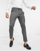 New Look Skinny Suit Pants In Dark Gray-grey