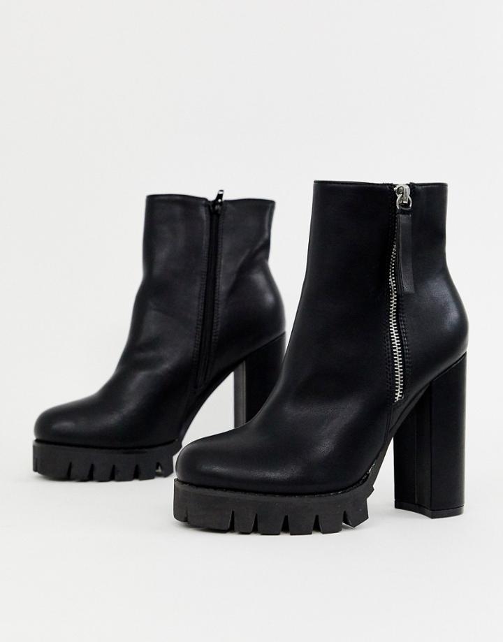 Simmi London Chunky High Heeled Ankle Boots-black