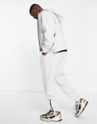 Asos Design Oversized Sweatpants With Sport Cuff Zips In White Heather - Part Of A Set