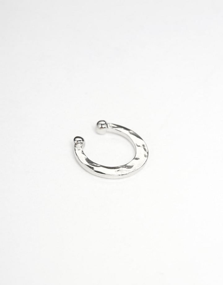 Asos Hammered Faux Nose Cuff - Rhodium