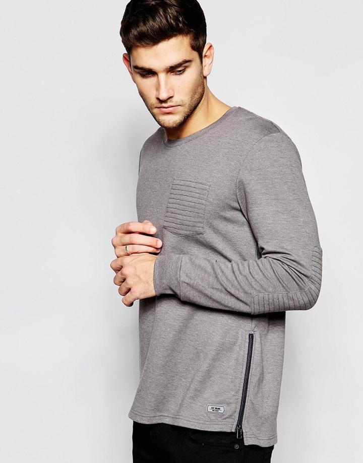 Esprit Sweat With Stitch Detail Pocket And Epaulettes - Gray