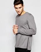 Esprit Sweat With Stitch Detail Pocket And Epaulettes - Gray