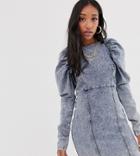 Reclaimed Vintage Inspired Denim Dress With Puff Sleeve - Multi