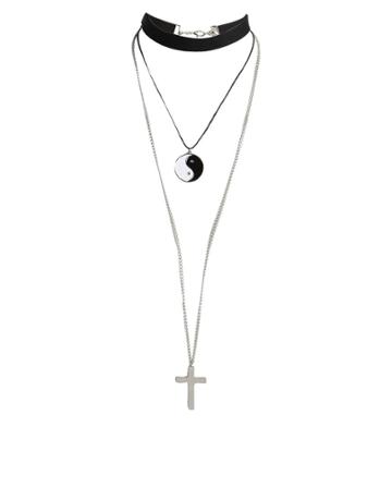 Asos Choker Cross Multirow Necklace