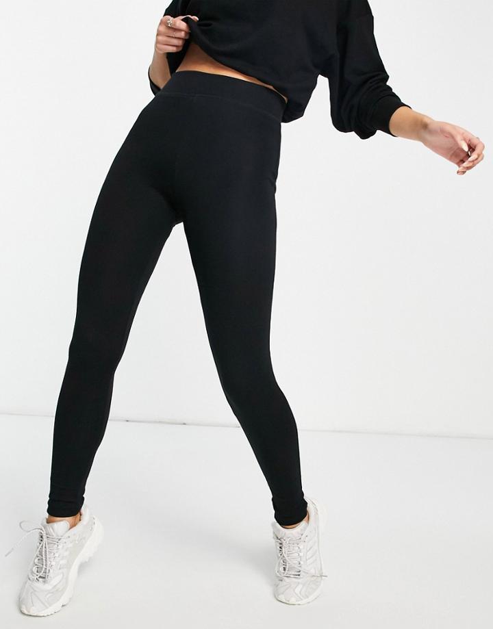 Topshop Heavyweight Mid Rise Legging In Black-brown