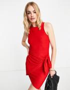 River Island Wrap Skirt Mini Dress In Coral-orange
