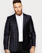 Ted Baker Check Suit Jacket In Slim Fit - Dark Blue