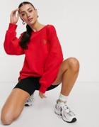 River Island Puff Sleeve Open Chain Back Sweatshirt In Red