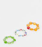 Daisy Street Exclusive Pack Of 3 Stretch Rings In Flower Design-multi