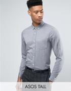 Asos Tall Regular Fit Casual Oxford Shirt In Gray - Gray