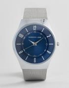Christian Lars Silver Bracelet Watch With Round Navy Dial - Silver