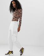 Asos Design White Combat Pants In Ripstock - White