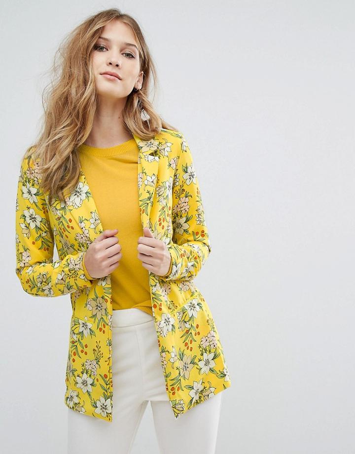 Vero Moda Floral Blazer - Yellow