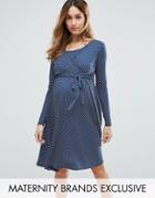 Bluebelle Maternity Nursing Polka Dot Wrap Dress - Navy