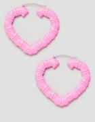 Asos Design Hoop Earrings With Vintage Style Bamboo Design In Pink - Pink