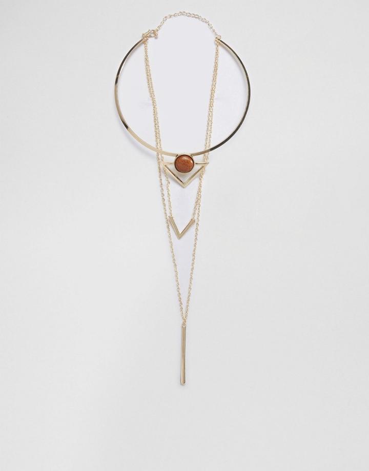 Ashiana Multi Layered Festival Choker And Layered Necklace With Stone