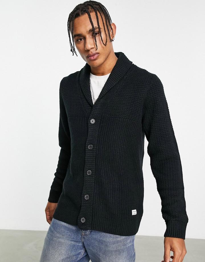 Jack & Jones Originals Shawl Collar Cardigan In Black