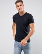 Hollister V-neck T-shirt Slim Fit Icon Logo In Black - Black