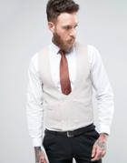 Asos Wedding Skinny Vest In Oatmeal Wool Blend - Beige