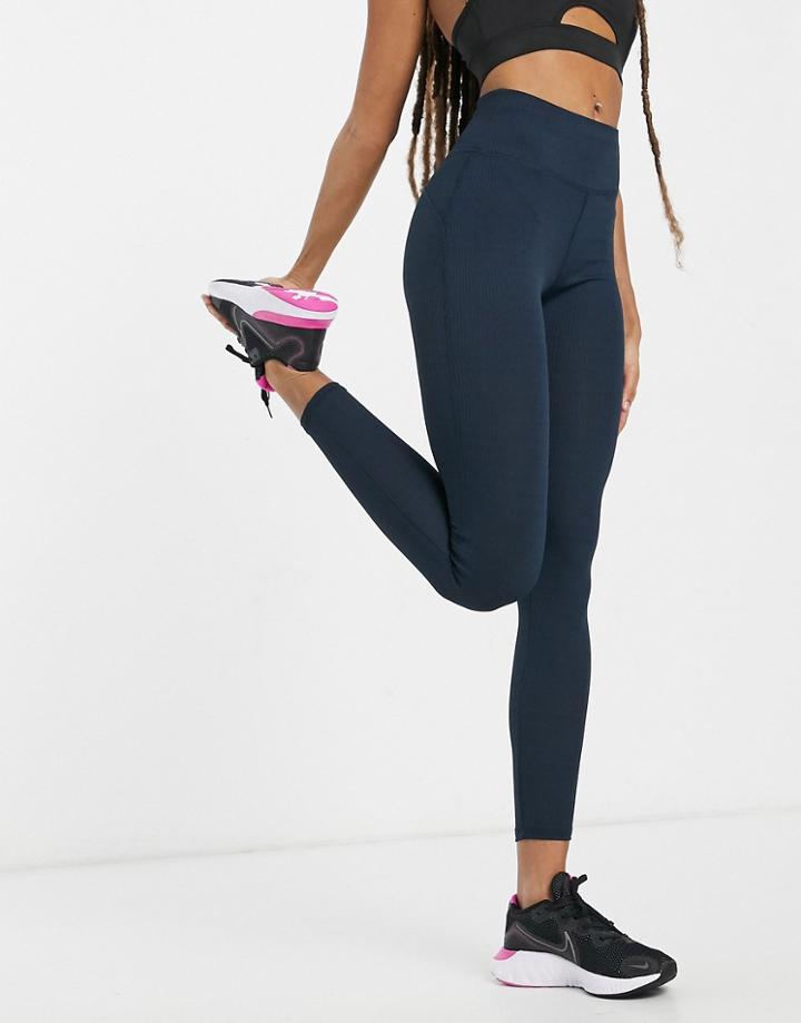 Asos 4505 Sports Leggings In Ribbed-navy