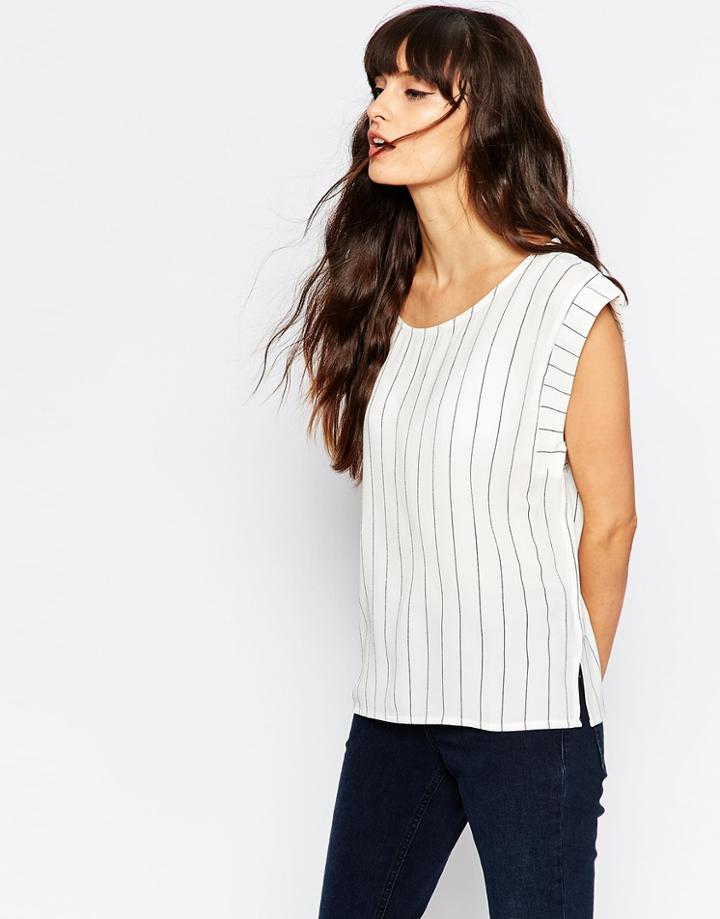 Minimum Striped Boxy Top - 004 Broken White