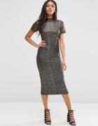 Motel Wavery Midi Dress In Shimmer Fabric - Black