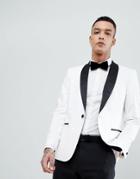 Asos Design Slim Tuxedo Suit Jacket In White With Black Contrast Lapel