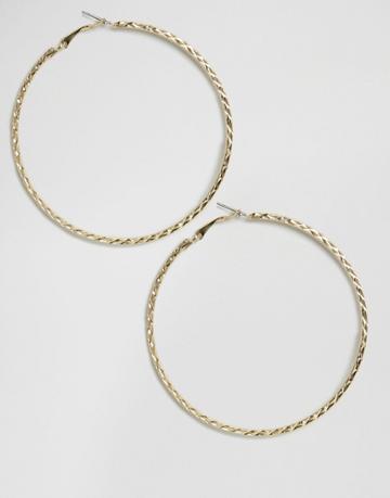 Designb London Etched Hoop Earings - Gold