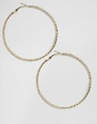 Designb London Etched Hoop Earings - Gold