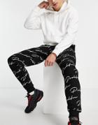 River Island Prolific All-over Print Sweatpants In Black